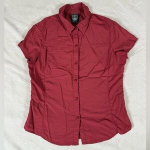 REI Shirt Women's S Button Front Cap Sleeve Fishing Breathable Vented Red Hiking
